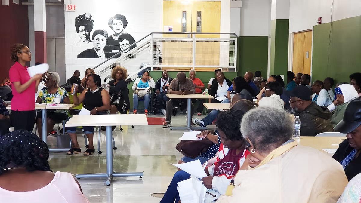 Group of women participating in a health education workshop